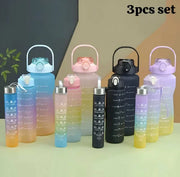 Motivational Sports Water Bottles Pack of 3 (2000ml, 800ml, 300ml) - Random Color