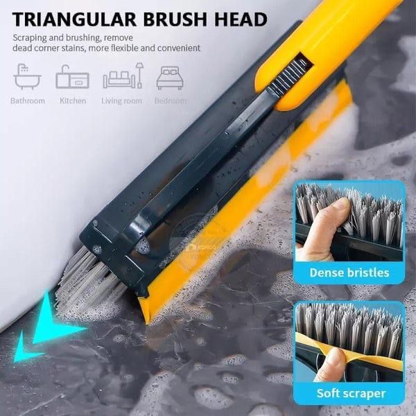 2 In 1 Floor Scrub Brush Wiper Rotating With Long Handle