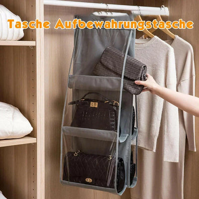 Foldable Hanging Handbag Organizer with Six Pockets - Random Color